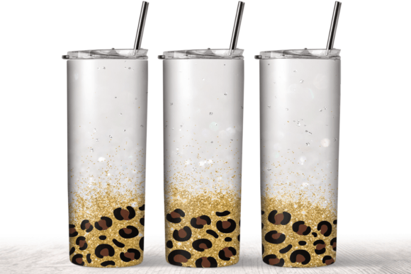 20 Oz Skinny Tumbler Glitter and Leopard Print Template