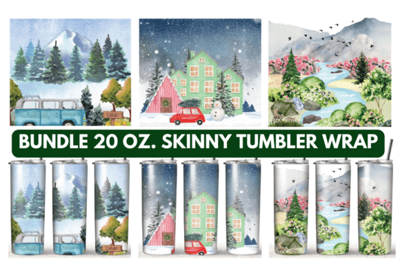 20 Oz. Skinny Tumbler Sublimation Graphics & Print Templates