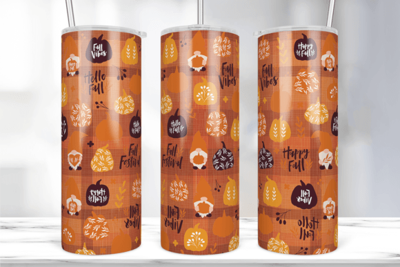 Autumn Pumpkin Leaf Gnome Tumbler Wrap Graphics & Print