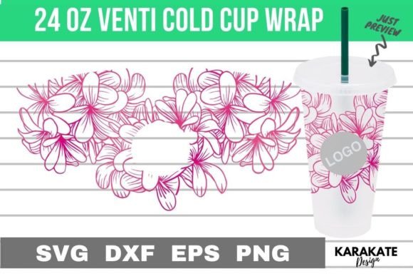Detail Flowers 24 Oz Venti Hole Wrap SVG: Crafts & Graphics