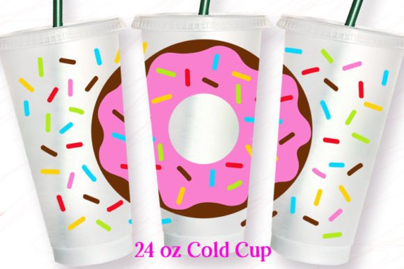 Donut Pink 24OZ Cold Cup Wrap Cake Print: Craft Graphics