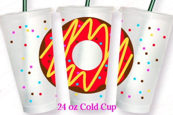Donut Red 24OZ Cold Cup Wrap Cake Print: Graphics & Crafts
