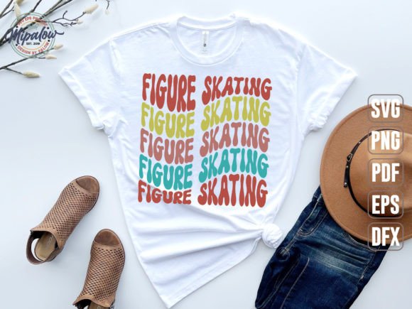 Figure Skating Svg Wavy Text Graphics for Crafts