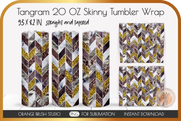 Gold Glitter Geometric Tumbler Wrap PNG: Graphics for Crafts
