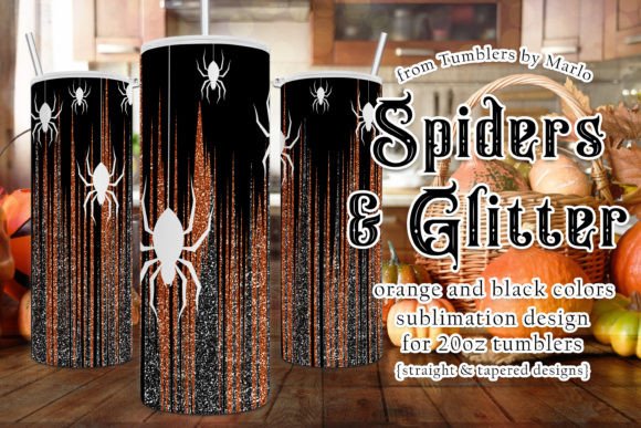 Halloween Orange Black Glitter Tumbler Graphics & Wraps