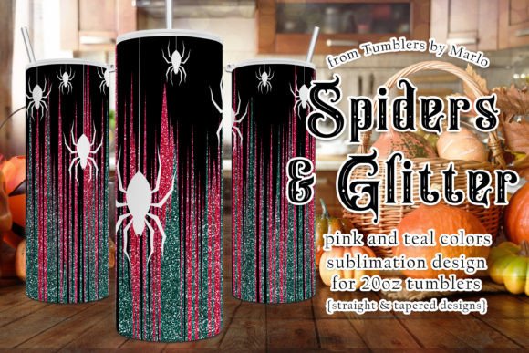 Halloween Pink Teal Glitter 20oz Tumbler: Graphics & Print