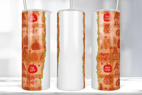 Hello Fall, Fall Vibes Tumbler Wrap Graphics & Print Templates