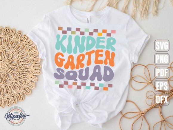 Kinder Garten Squad SVG Wavy Text Graphic for Crafts