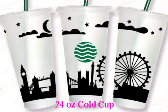 London Cityscape 24OZ Cold Cup Tumbler Graphics for Crafts
