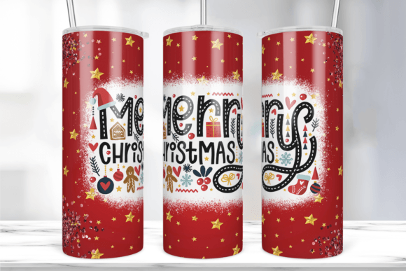 Merry Christmas Glitter Tumbler Wrap: Graphics & Print Templates