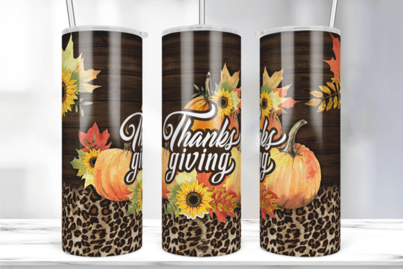 Pumpkins Thanksgiving Tumbler Wrap PNG Print Graphics
